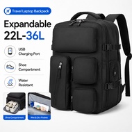 ZTZV Expandable Travel Laptop Backpack 22L-36L Water Resistant Business Backpack With Shoe Compartme