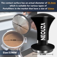 NEOUZA Espresso Tamper V2 ขนาด 49/51/53/58mm พร้อมสปริงแบบปรับค่าได้สองระดับสำหรับ Portafilter เครื่