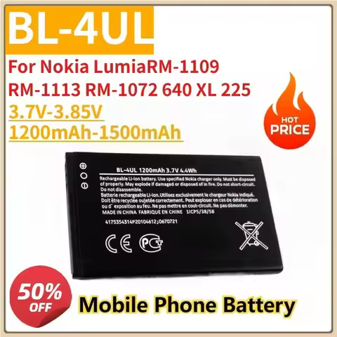Replacement Mobile Phone Battery BV-T5C BL-4UL BP-5T BV-6A 3.7V-3.85V 1200mAh-1500mAh For Nokia Lumi