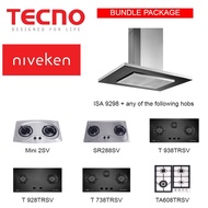 (HOOD + HOB) TECNO ISA 9298 Island Hood with Decorative LED Lights with Free Hob Bundle Package