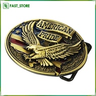 [Wishshopelxn] West Cowboy Vintage Embossed American Pride Flag  Belt Buckle Golden Eagle