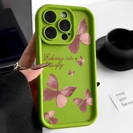 Good case 🔥ส่งจากไทยใน24ชม.🔥เคสไอโฟน11 PINK Butterfly New Straight Edge Phone case For IPhone 11 14 7Plus XR X 12 13 Pro Max 15PRO MAX 14 7 8 6s 6 Plus XS Max SE 2020 Simple Solid Candy Color Matte Liquid Silicone Phone Case