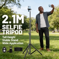 For Phone Selfie Tripod Live Photography Ring Light Shutter Holder Aluminum 210CM