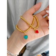 Classic S925 Silver Bracelet, Golden Bead Design