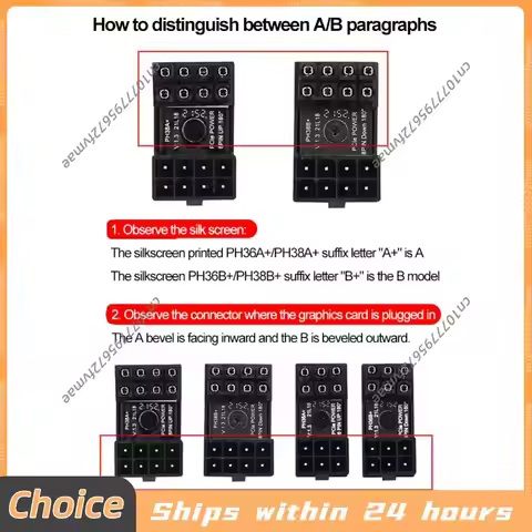 Power Adapter Board 8 Pin GPU Power Connector 6 Pin GPU PCIe 180 Degree Angle for PC Computer Graphi