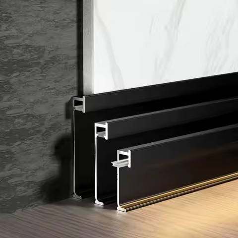 H40/60/80mm Recessed LED Skirting board Line Aluminum Profile Base Board With Backlight Channel PC C