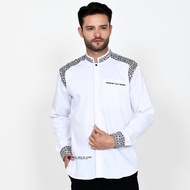 PUTIH The Newest Adult Men's White KOKO Shirt Combination Of Original Labyrinth Motif Batik - KOKO Shirt For Men/Long-Sleeved KOKO Shirt/White Men's KOKO Shirt/White Men's KOKO Diamond KOKO Shirt