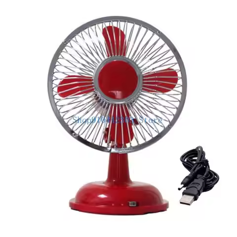 652F USB/AA Battery Power Desk Fan 5.7inch Retro Oscillating Table Fan Powerful