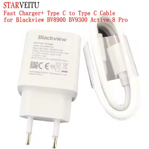 Fast Charger for Blackview BV8900 BV9300 Power Adapter Active 8 Pro Type-C To Type C Cable Original 