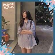 Áo sơ mi ngắn tay nữ form rộng kẻ caro chất xốp cao cấp hàng đẹp Padora-A123