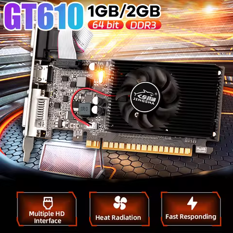 GT610 Video Card 810MHZ DDR3 1GB Graphics Video Card HD VGA DVI Interface Replacement Accessories fo