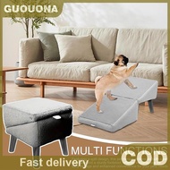 GUOUQNA 2-in-1 Convertible Wooden Home Step Stool Dog Ramp Stairs Dog Ramp Ottoman Folding Non Slip