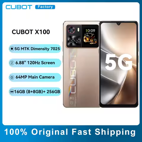 CUBOT 5G Smartphone X100 Android 15 Dimensity 7025 16GB(8+8GB) +256GB 6.88"120Hz Display 64MP Camera