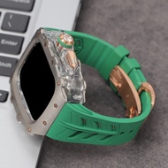 ชุดดัดแปลงสายเคสไทเทเนียมอัลลอยสำหรับนาฬิกาแอปพลิเค่10 46มม. สปอร์ตนุ่มบัมเปอร์โลหะยางรัดหรูหราสำหรั