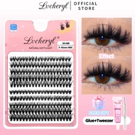Lvcheryl 50D Individual Eyelash Extension Dense Fluffy False Eyelash With Glue DIY Segmented Eyelash
