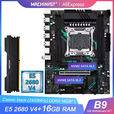 MACHINIST X99 B9 motherboard set kit LGA2011-3 Xeon E5 2680 V4 CPU processor DDR4 16GB 2400MHZ RAM N