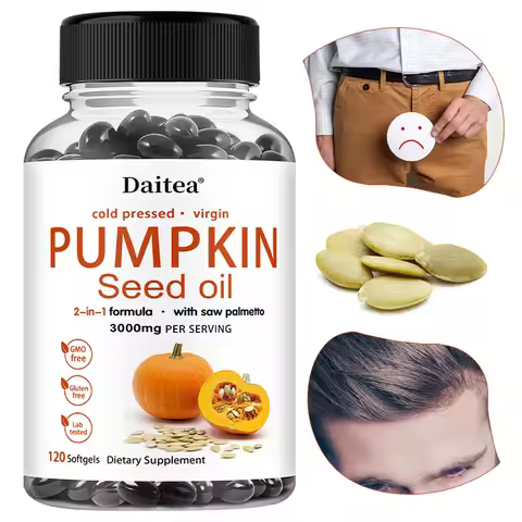 Pumpkin Seed Oil + Saw Palmetto Extract, Supports Prostate and Urinary System Health, Hair Care, Ant