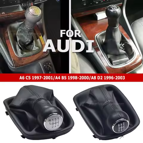 For Audi A6 C5 97-01 A4 B5 1998-00 A8 D2 1996-03 5/6 Speed Gear Shift Knob Shifter Gearstick Lever G