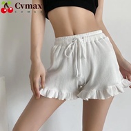 Cvmax Elastic Waist Sweatpants Summer Y2K Ruffle Sports Shorts Women Casual High Waffle