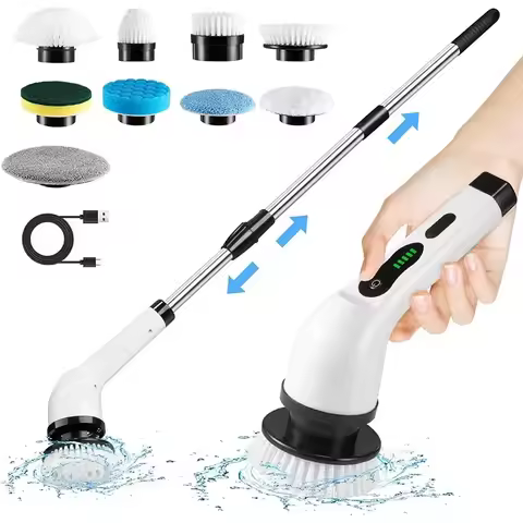 Household Multipurpose Cleaning Brush Kitchen Hair Bathroom Broom Toilet Mop Electric Cordless Spin