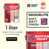 Nippon Paint ODOURLITE SOFT MATT (WHITE/COLOUR) 1L Wood & Metal N9000 (Song Fatt) Cat Besi/铁漆/Platon