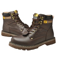 Caterpillar Steel Toe Outdoor Work Boots Leather Safety Boots High-top Tooling Martin Boots For Men 