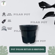 pot bunga tanaman plastik polos tinggi 15 hitam - SRONDOL 15 HITAM