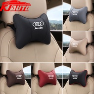 2pcs Car Neck Pillows Car Headrest Cushion Auto Leather Silk Cotton Headrest Interior For Audi Sline