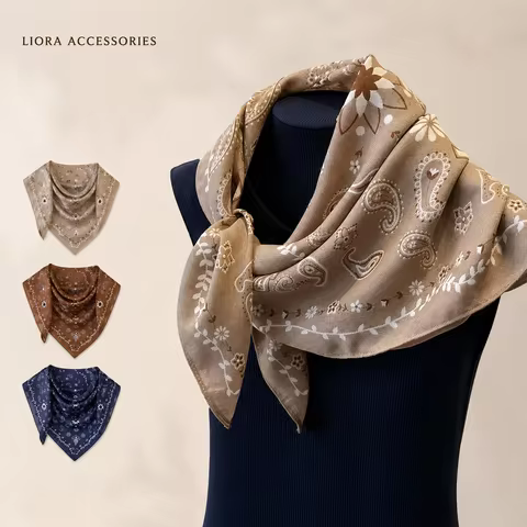 68x68cm Paisley Square Scarf for Women Lightweight Bandana Neckerchief Headscarf Hair Wrap Shawl Bag