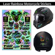 Monster Laser Rainbow Motorcycle Scooter Body Windshield Riding Helmet Motorcycle Box Stickers Decorative Decal Accessories For Yamaha Xmax 300 v2 Aerox
