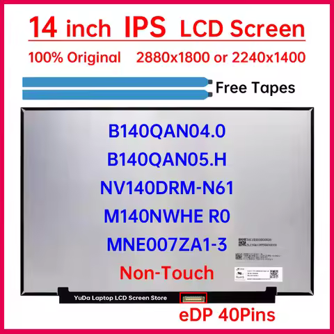 14" LCD Screen B140QAN04.0 05.H NV140DRM-N61 M140NWHE R0 MNE007ZA1-3 For Lenovo ideaPad 5 Pro 14ARH7