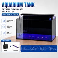 OMBC-60cm 2Ft Back Filtration System Crystal Clear Fish Tank with Plant LED and Pump 44L