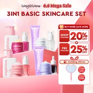 Glad2Glow 3IN1 Skincare Set Cleanser+Moisturizer+Serum face wash Brightening Serum Glowing/Acne/Brig