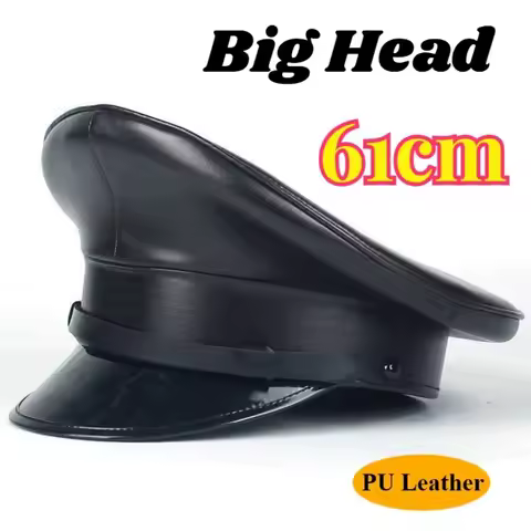 Women Men Leather Military Hat Germany Officer Visor Cap Army Hat Cortical Police Cap Cosplay Hallow