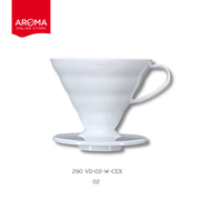 Hario ดริปเปอร์ สีขาว พลาสติก HARIO V60 Coffee Dripper White(PP) (VD-01W/038) (VD-02-W-CEX/290)