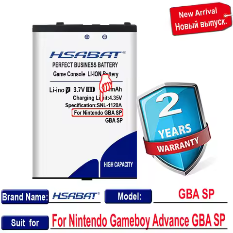 ZRTZ New 1600mAh Top Battery for Nintendo GBA SP/Gameboy Advance GBA SP/Game Boy Advance SP (GBA)/GB