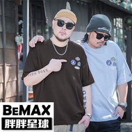 [Fat Planet] Medium Large Size ‧ Brand Round Cloth Stamp Half Sleeve Short T 2XL~7XL Extra [ES0205]