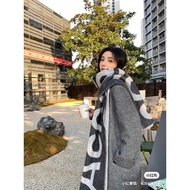 Acne Studios Logo Black Gray Wool Scarf | ASCE