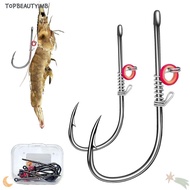 TOPBEAUTY1MB 10pcs Live Shrimp Bait Hooks, Wide Gap Pickerel High-carbon Steel Fishhook,  Wacky Weed