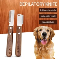 Professional Grooming Dog Comb Stainless Steel Wooden Handle Stripping Knife Pet Hair Remover Pluck 