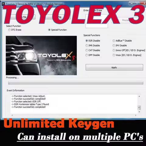 ToyoLex 3 with Unlimited Keygen No need KEYGEN for Lexus Denso Mascheramento DTC Disable Funziona fo