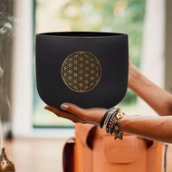 Hye-eun 8 Inch 432hz/440hz Crystal Singing Bowl for Yoga Meditation Sound Healing Outdoor Pray for H