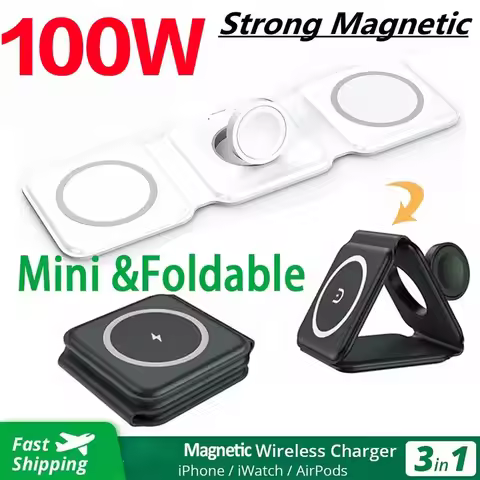 3 in 1 Fast Charging Wireless Magnetic Charger for iPhone 16 15 14 Pro Max Airpods iWatch Foldable M