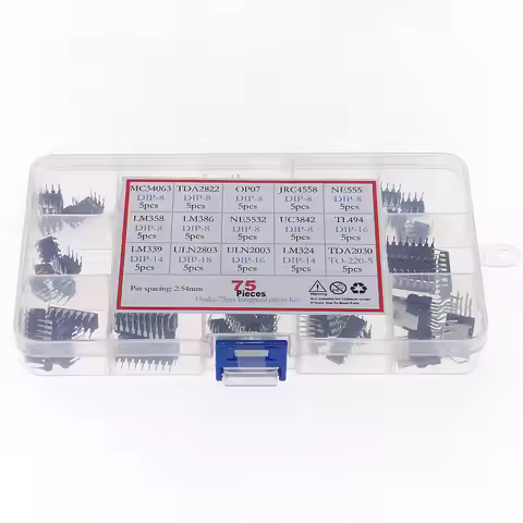 75pcs 15Value In common use DIP IC kit LM358 LM386 ULN2003 LM324 NE555 MC34063 TDA2822 JRC4558 OP07 