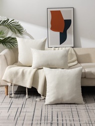 1入組纖維靠墊套現代主義素色裝飾抱枕套沙發無填充物四季皆宜