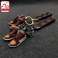 Baceda 2022 New Tide Brand Pattern Shoe Model Leather Buckle Mini AJ Small Sneakers Keychain Car Mod