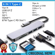 Hub USB C CONVERTER 6IN1 MACBOOK ASUS LENOVO ADAPTER HDMI SD FD ACER