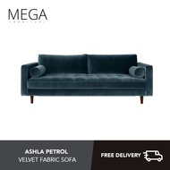 Ashla Petrol Velvet Fabric Sofa - 1 seater 2 seater 3 seater