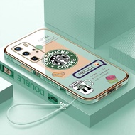 Starbucks patterned for Huawei P40 Huawei P40pro Huawei V40 Huawei V30 Huawei V3OPro Huawei p50 Huawei p50pro phone case cartoon plating casing with lanyard