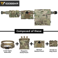 IDOGEAR Tactical 2" Tegris Belt with Triple 556 9mm Mag Pouch Recycling Pouch Medical Pouch Tactical